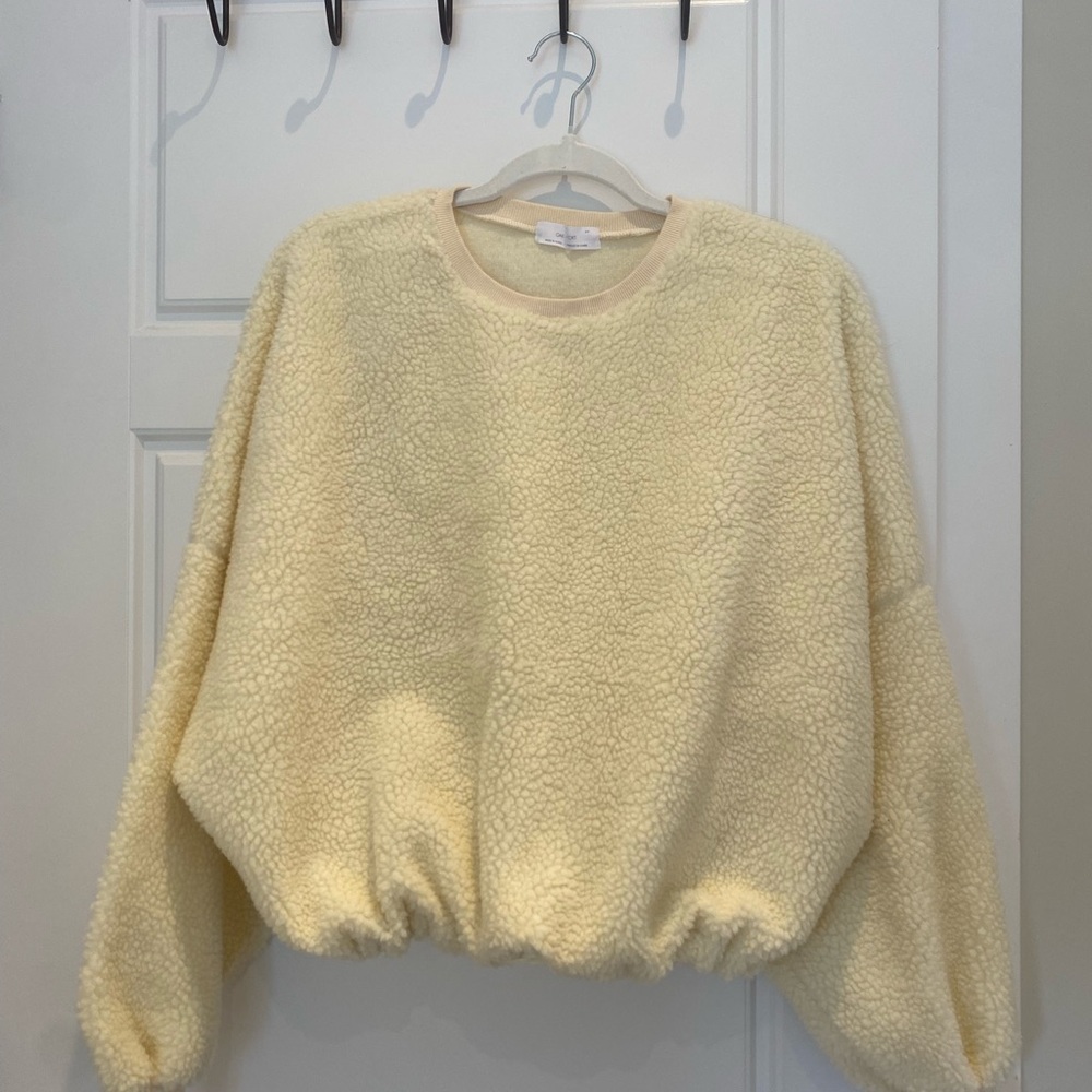 OAK + FORT Cream Sherpa Crew Neck Sweater - Picture 2 of 3
